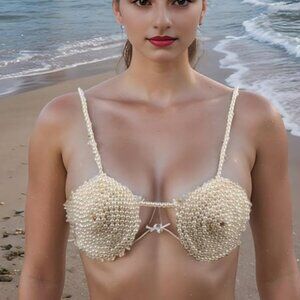 Pearl Body Chain Beads  Crop Top